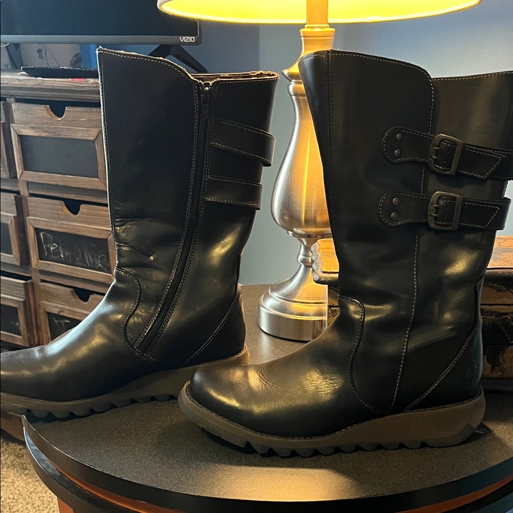 Fly London Suli Leather Mid-Calf Boots, Size 42